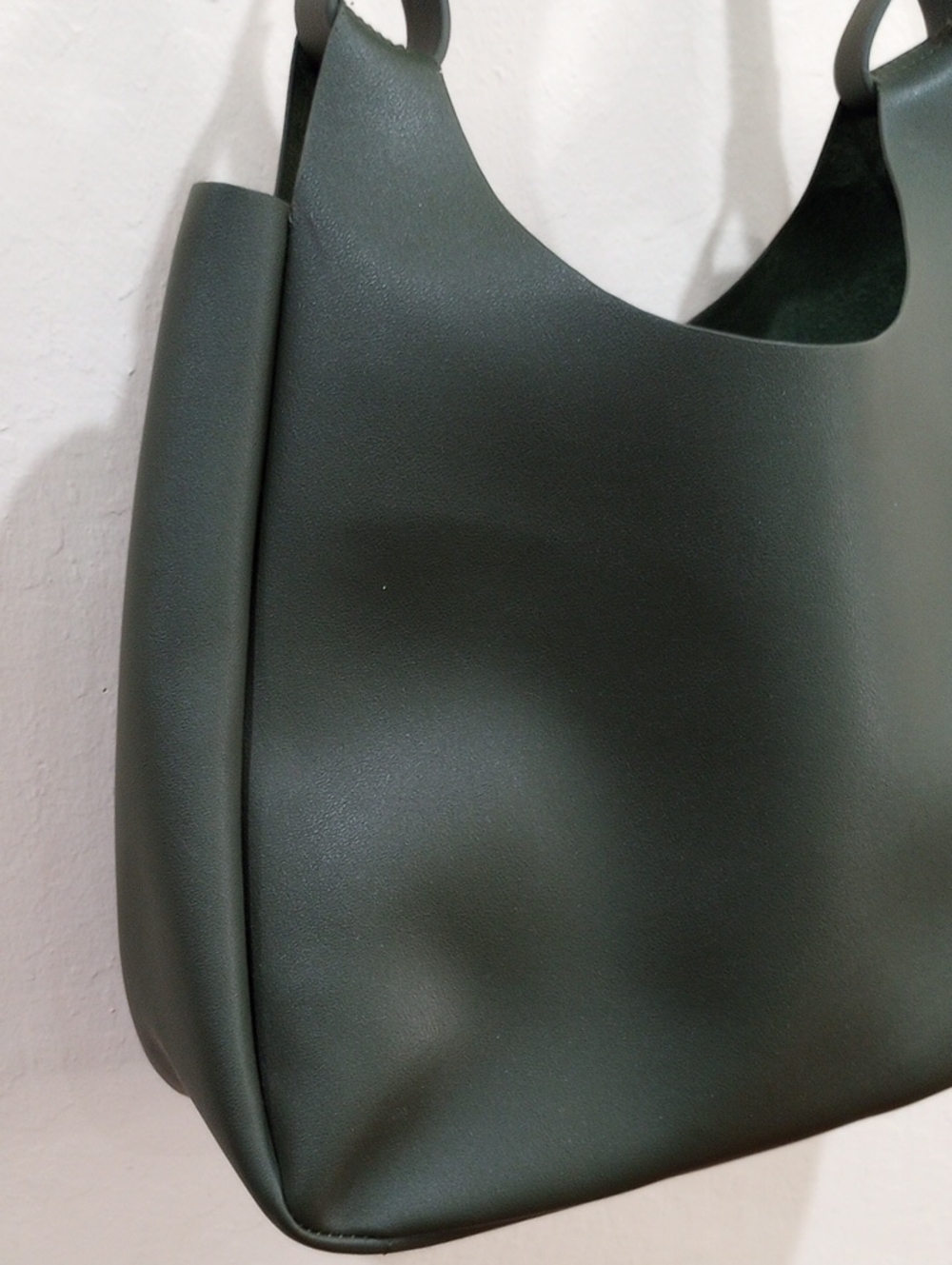 Neiman Marcus Vegan Leather Olive Green Open Tote Bag/Shoulder Purse - NWOT! - Picture 2 of 13